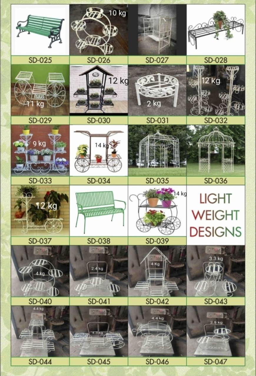 Decorative iron plant stands and flower carts